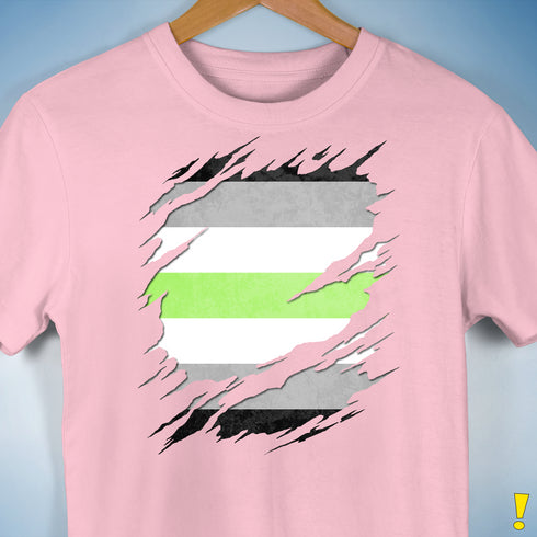 Agender Pride Flag Ripped Reveal Premium Unisex T-Shirt - Pink